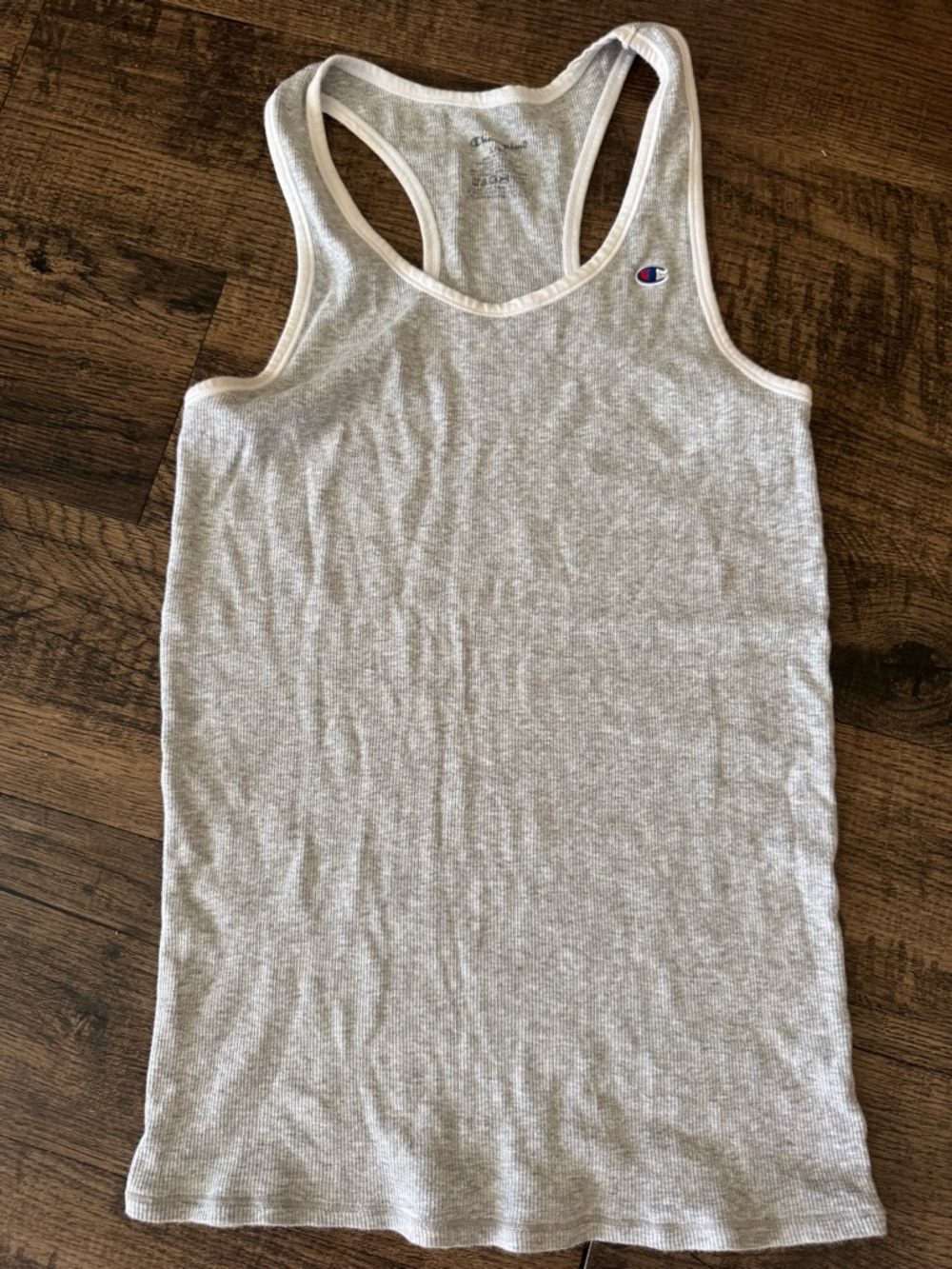 Champion Gray Ribbed Tank with White Trim
